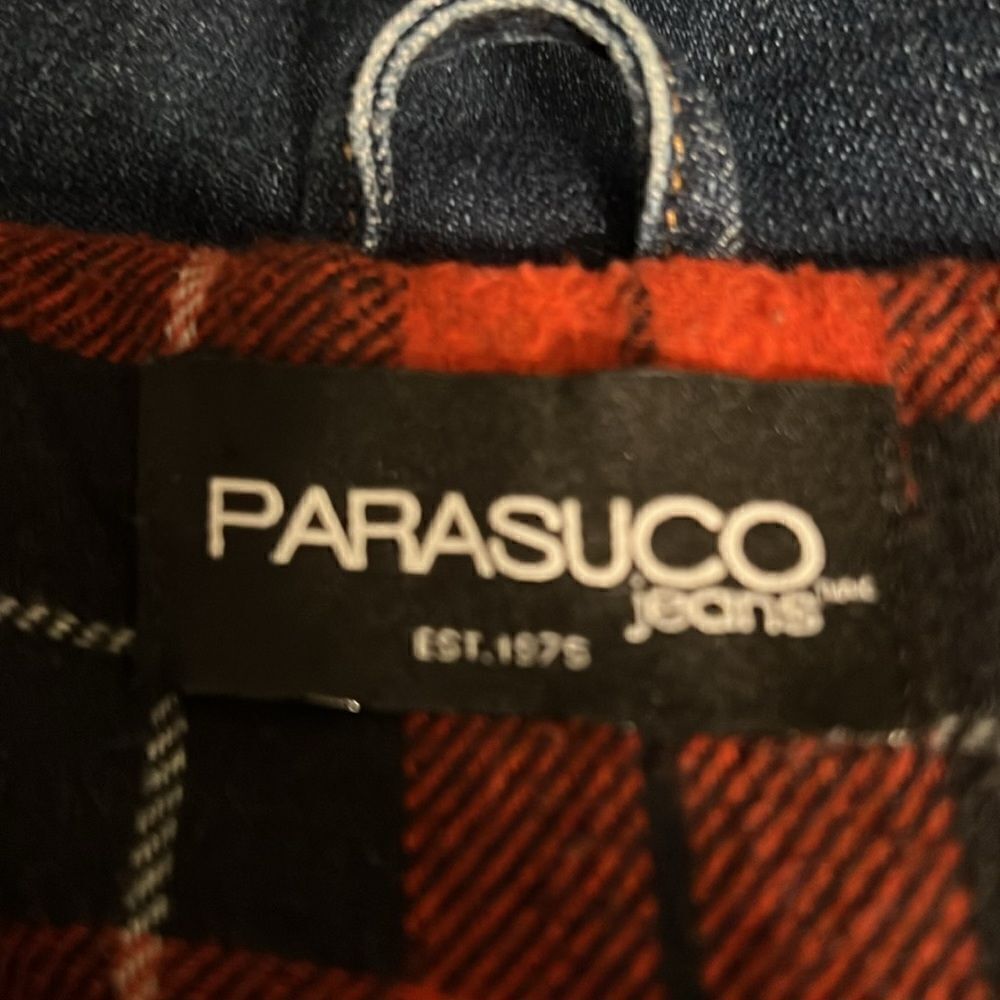 PARASUCO Red Plaid Lined Blue Denim Jacket Size S‎ (fits s/m) see measurements - Picture 13 of 14